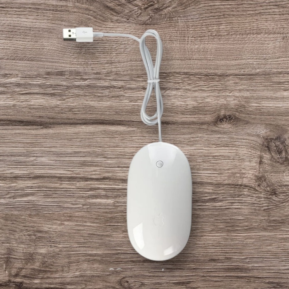 Authentic Apple A1152 EMC 2058 Wired Mighty Mouse Glossy White USB